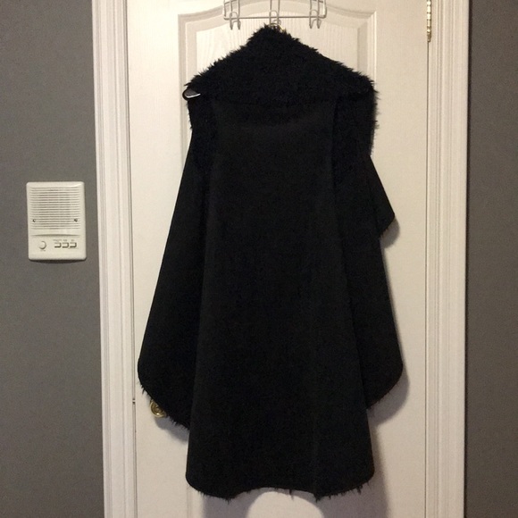 QED London Black Ultrasuede Sleeveless Overcoat - Picture 2 of 5